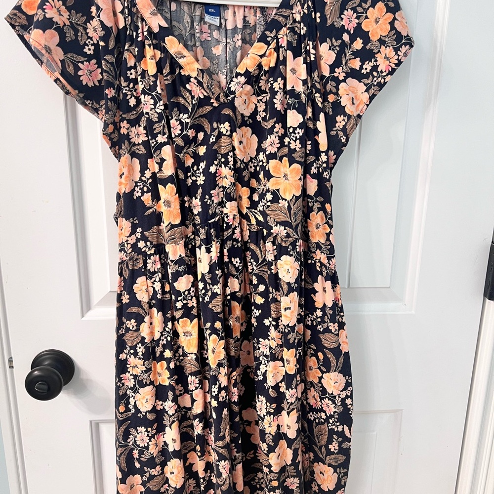 Old Navy Floral Midi Dress - Black and Peach